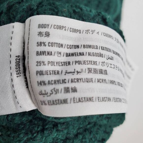 Abercrombie & Fitch Women's Green Cotton Blend Cable Knit Crew Sweater Sizer XS - Picture 3 of 5